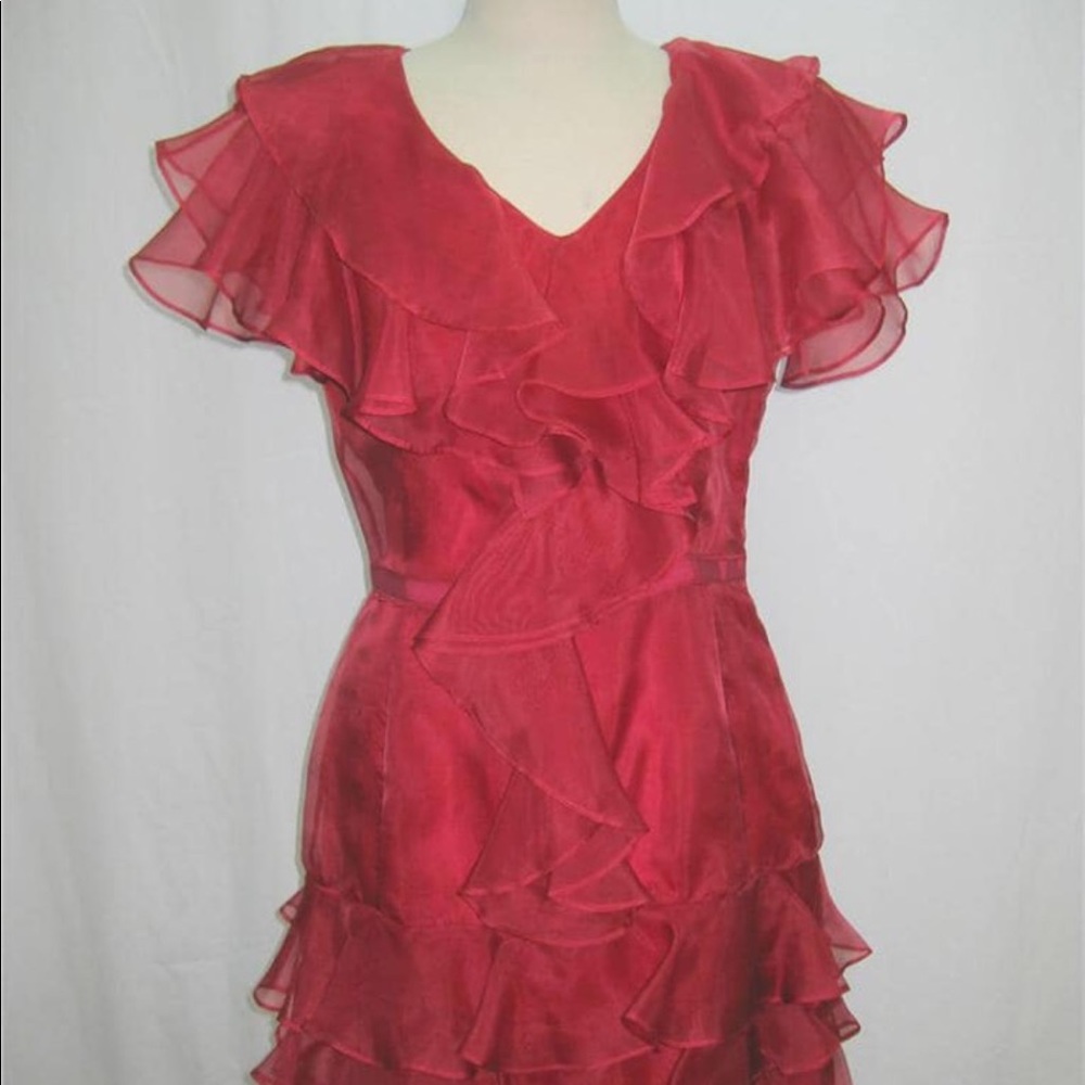 🎁🌹New Rachel Zoe Red Ruffled Dress🌹🎁 - Picture 3 of 7